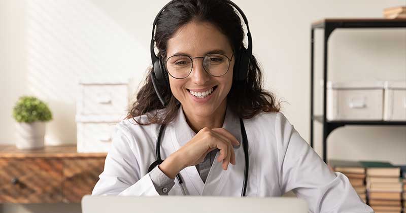 Doctor wearing headset