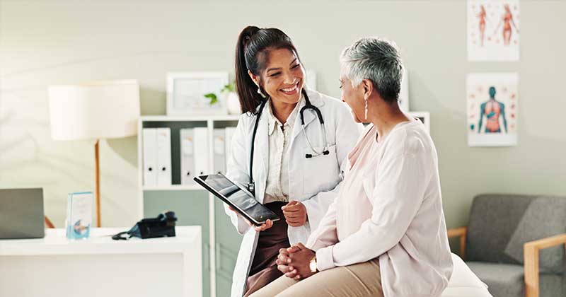 Female doctor with patient