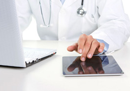 Provider using our tablet EHR